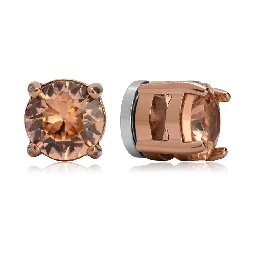 Troli Shiny bronze earrings with magnet 2 in 1 (stones, mini brooch)