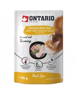 Canned cat food - Ontario Herb Chicken with Ham, Rice and Rosema