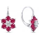 Brilio Silver Brilio Silver Delicate silver earrings with fuchsia zircons Flowers EA307WR