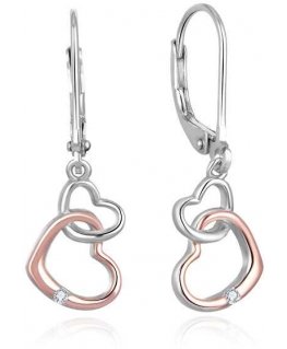 Beneto Romantic silver two-tone earrings with hearts AGUC2608