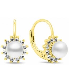 Brilio Silver Gold-plated earrings with pearls and zircons EA426Y