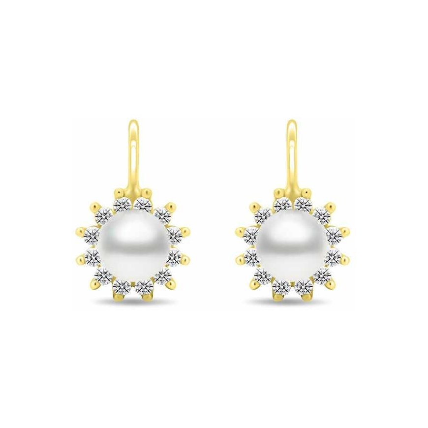 Brilio Silver Gold-plated earrings with pearls and zircons EA426Y – 2