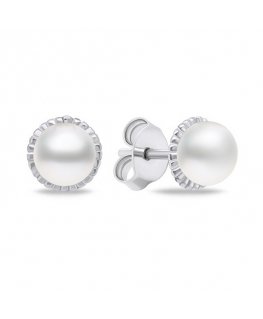 Brilio Silver Brilio Silver Minimalistiset hopeiset korvakorut oikeilla helmillä EA620W
