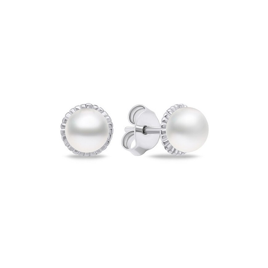 Brilio Silver Brilio Sidabrinis Minimalist sidabrinis auskarai su tikrais perlais EA620W