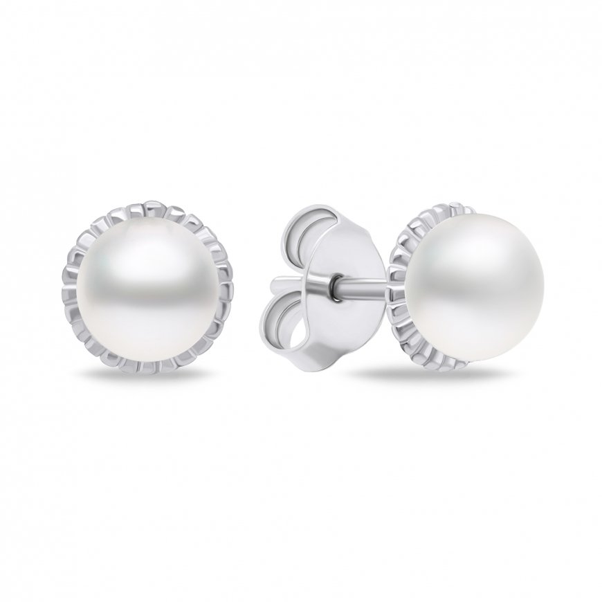 Brilio Silver Brilio Silver Minimalist silver earrings with real pearls EA620W – 2