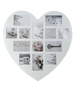 Photo frame Wooden heart photo frame Multi Frame White