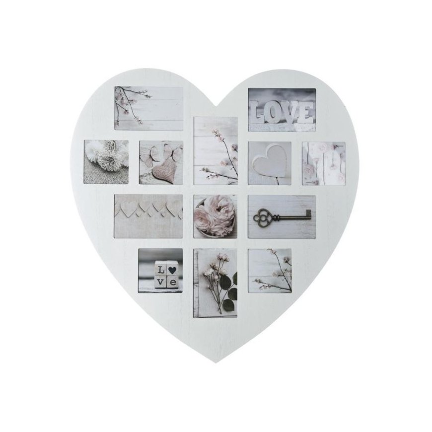 Photo frame Wooden heart photo frame Multi Frame White