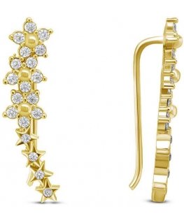 Brilio Silver Brilio Silver Playful long gold-plated earrings with zircons EA81Y