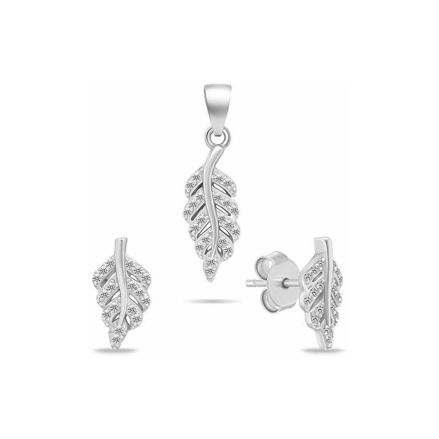 Brilio Silver Beautiful silver jewelry set with zircons SET263W (earrings, pendant)