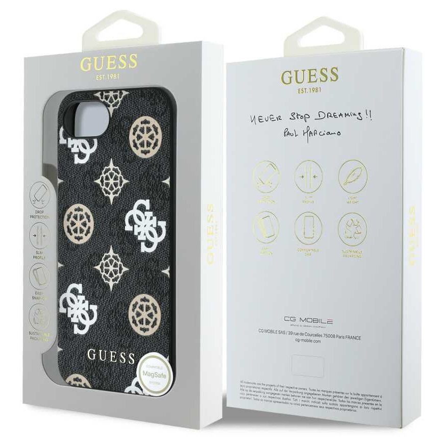Guess PU 4G Peony MagSafe Apple iPhone 16e puhelimen kuori musta – 3