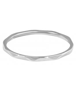 Troli Minimalist steel ring with a beautiful silver pattern