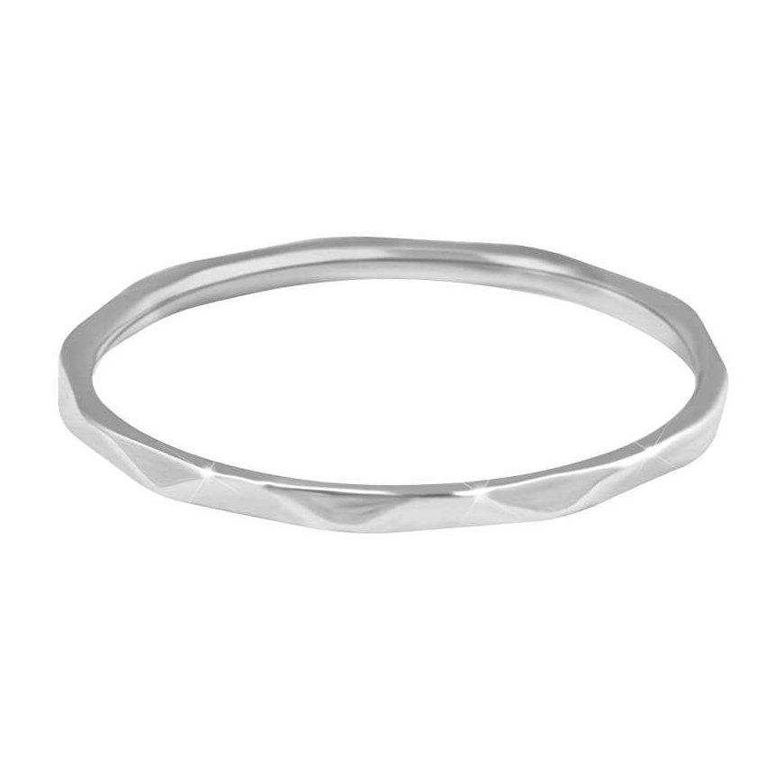 Troli Minimalist steel ring with a beautiful silver pattern