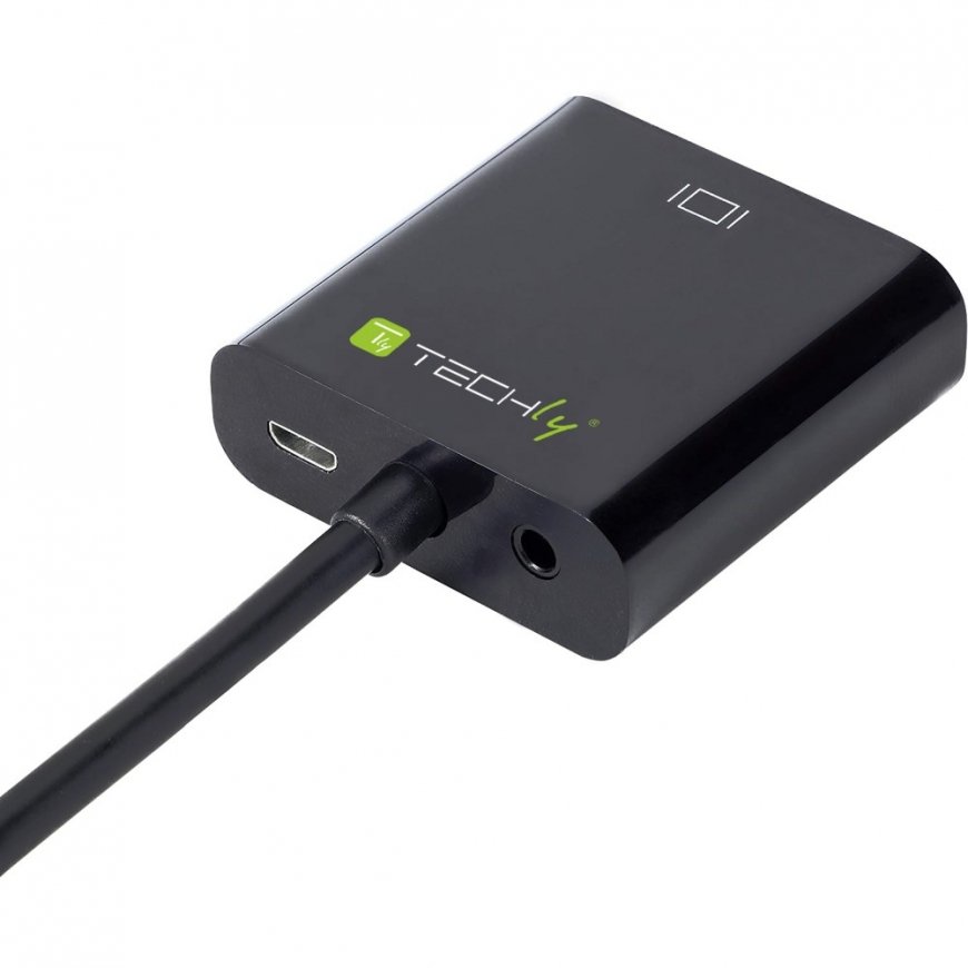 Techly HDMI - VGA+3.5mm+Micro USB B M/F 0,15 m musta – 4