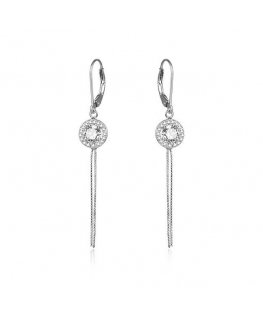Beneto Long silver earrings with zircons AGUC1977