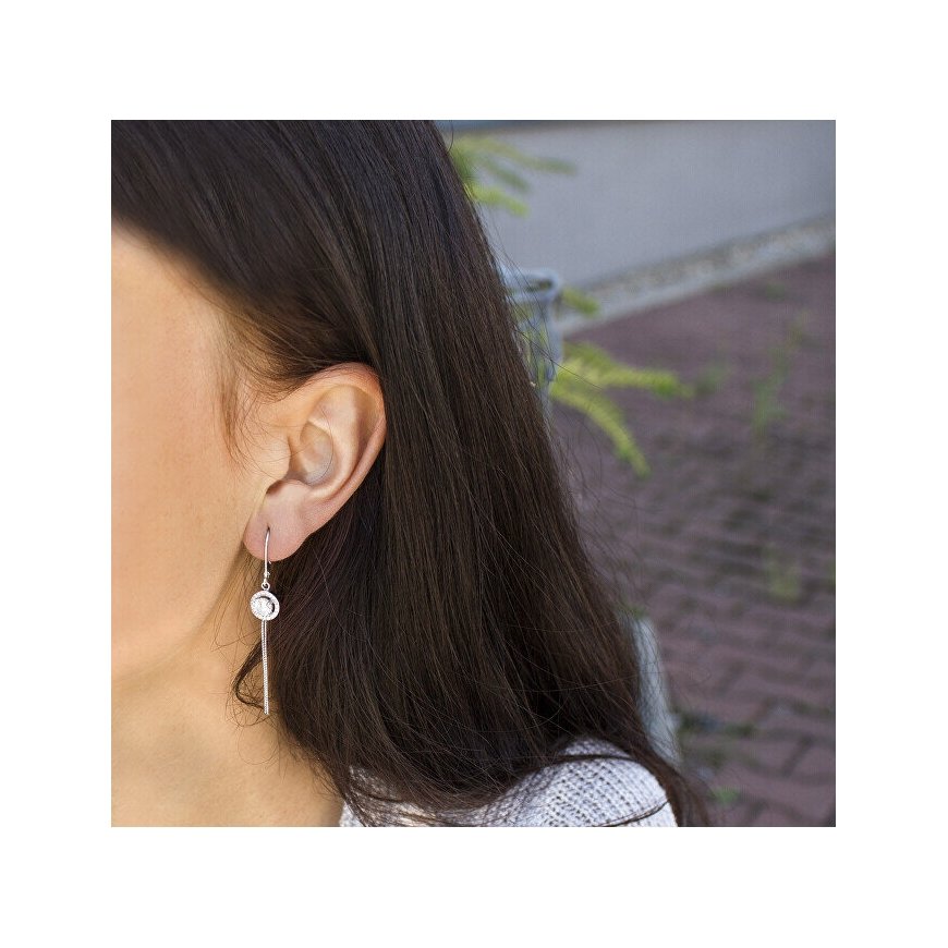 Beneto Long silver earrings with zircons AGUC1977 – 2