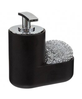 5five Simply Smart Liquid Dish Dispenser + Wire Brush, Black