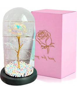 EXTRALINK HOME WIECZNA RÓŻA W SZKLE ŚWIECĄCA LED RÓŻOWA W-861