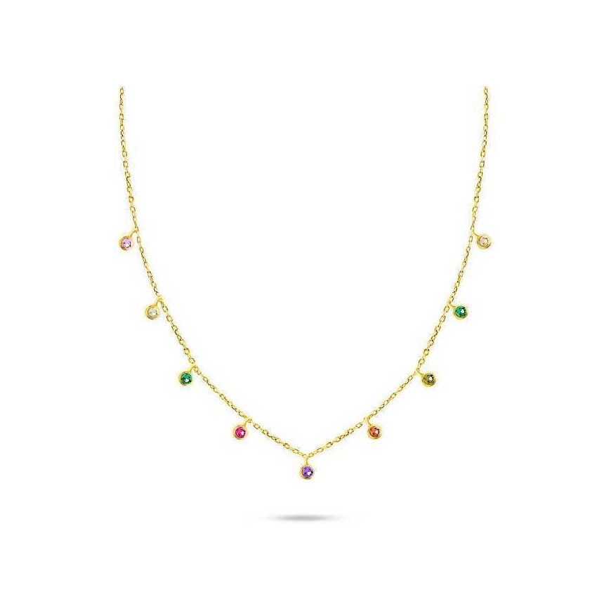 Brilio Silver Brilio Silver Gold Plated Necklace with Colored Zircons NCL60Y