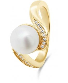 Brilio Silver Brilio Silver Charming gold-plated ring with a real pearl RI061Y