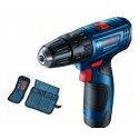 BOSCH-iskuporakone GSB 120-LI, 2x2,0Ah, kotelo + 23-osainen sarja 12V 30/14Nm BOSCH-iskuporakone GSB 120-LI, 2x2,0Ah, kotelo + 23-osainen sarja 12V 30/14Nm