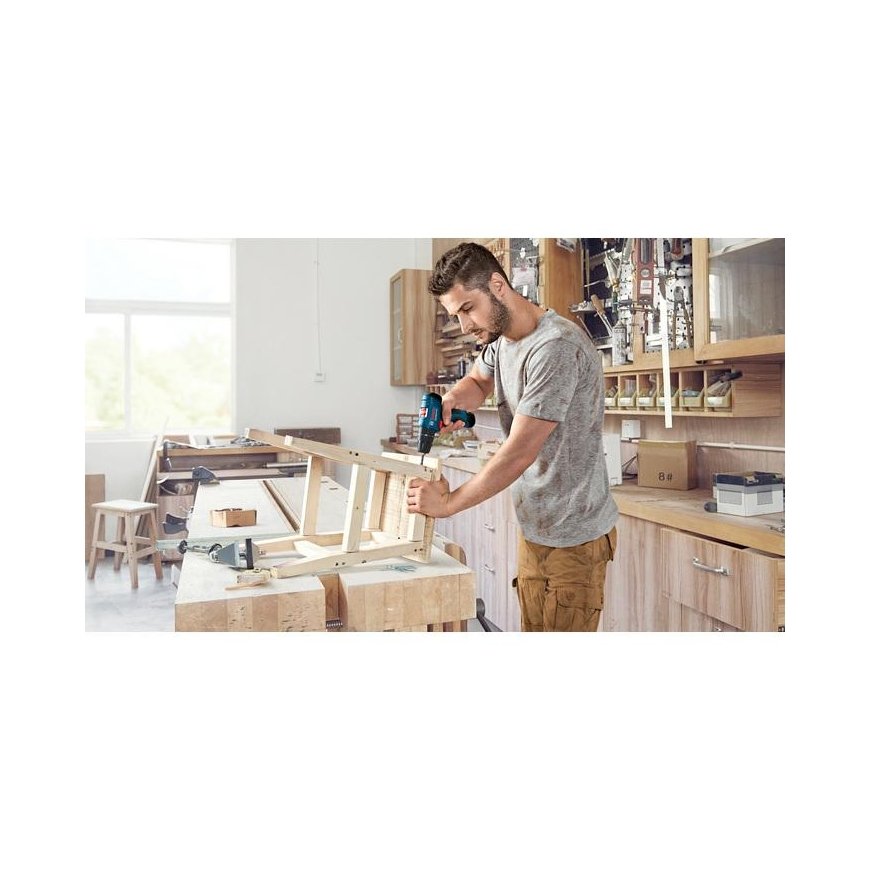 BOSCH smūginis suktuvas-gręžtuvas GSB 120-LI, 2x2,0Ah, lagaminas + 23 vnt rinkinys 12V 30/14Nm – 2
