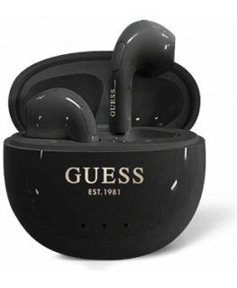 TWS Earphones Guess Glossy Effect Egg Shape Printed Classic Logo Black