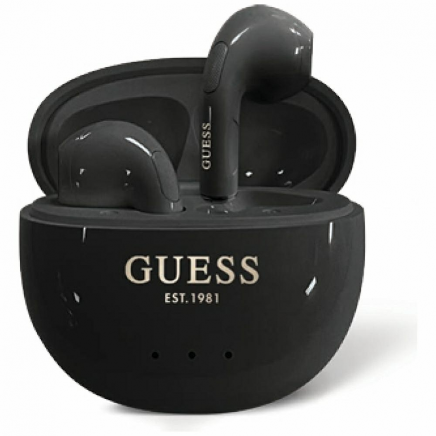 TWS Earphones Guess Glossy Effect Egg Shape Printed Classic Logo Black – 2