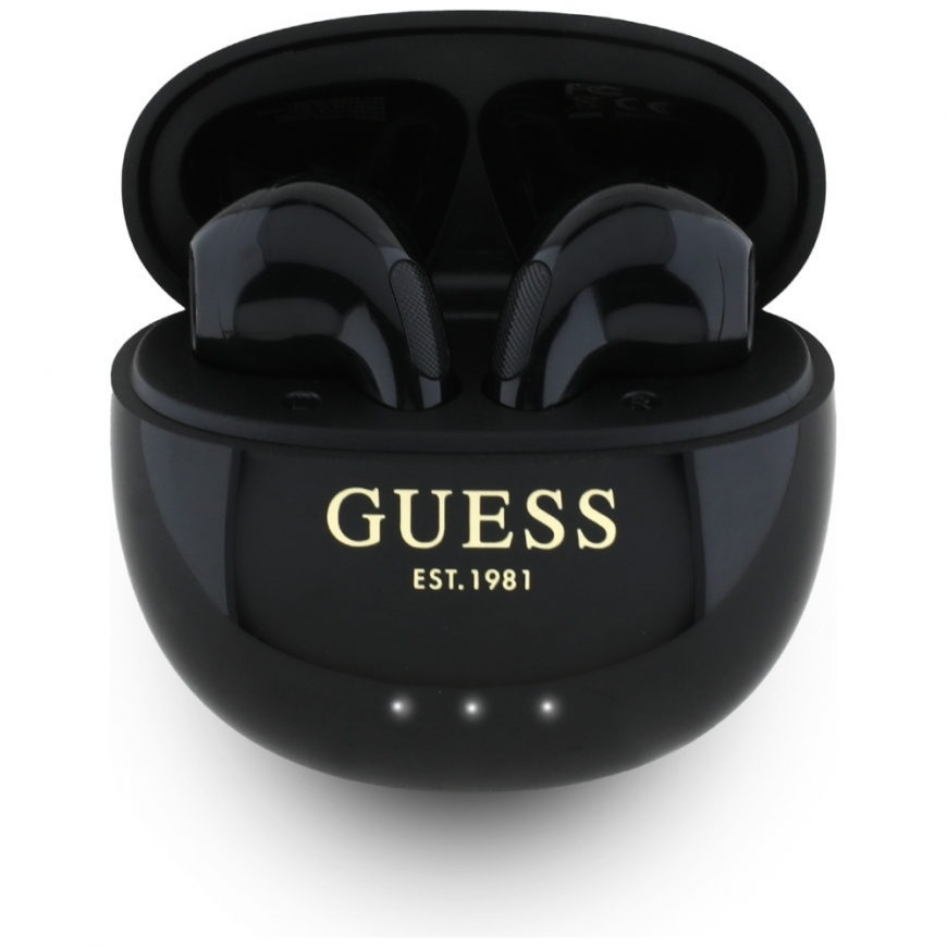 Ausinės TWS Guess Glossy Effect Egg Shape Printed Classic Logo juodos spalvos – 4