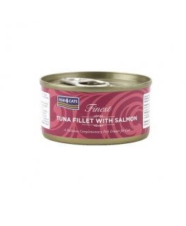 FISH4DOGS Tuno filė su lašiša - šlapias kačių maistas - 70g