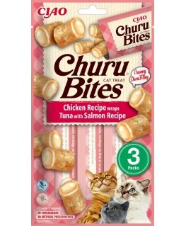 CIAO Churu Bites Chicken Recipe wraps Tuna with Salmon Kaķis Kārums Cālis, Tuncis 10 g