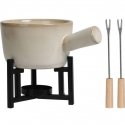 Home Styling Collection Cheese fondue set, porcelain pot, 2 forks
