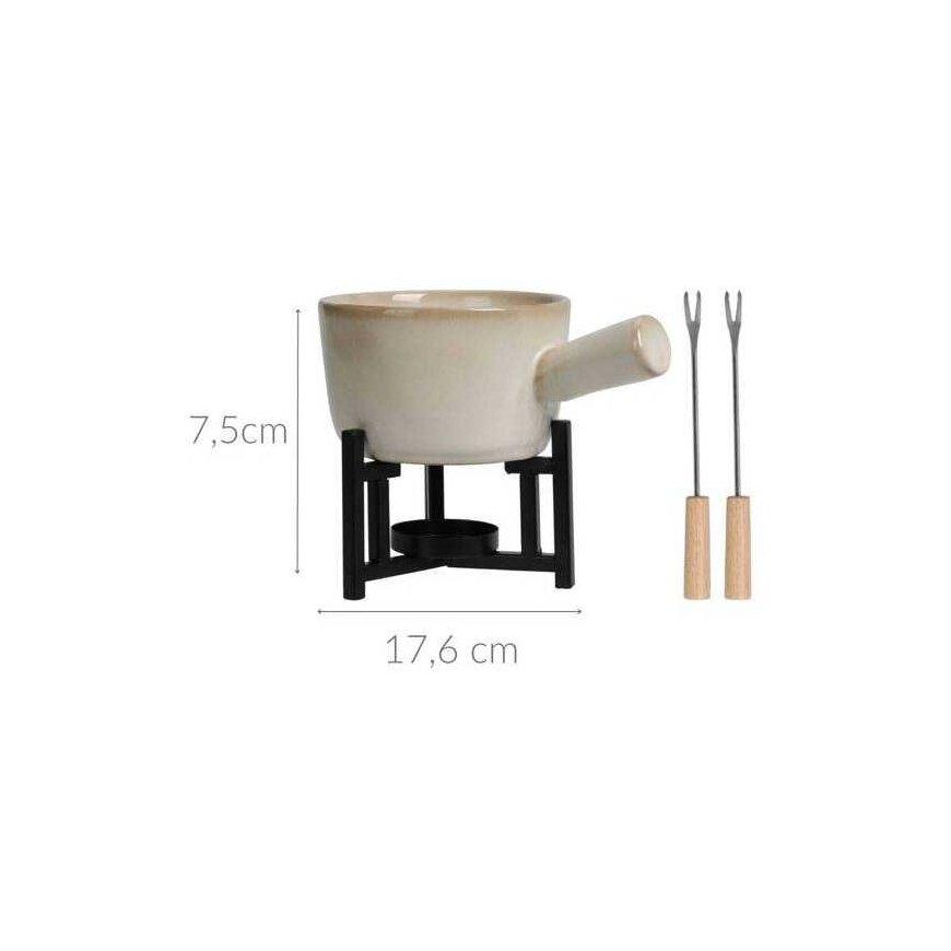 Home Styling Collection Cheese fondue set, porcelain pot, 2 forks – 2