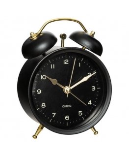 Atmosphera Gold Alarm Clock with Gold Tips, Black