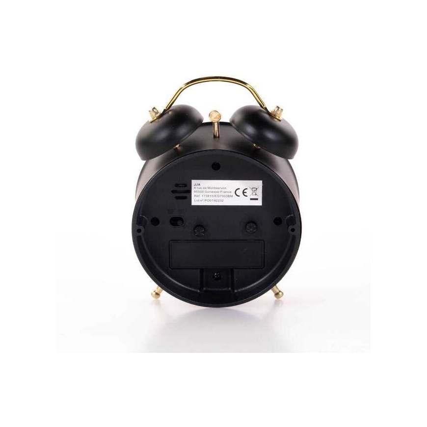 Atmosphera Gold Alarm Clock with Gold Tips, Black – 5