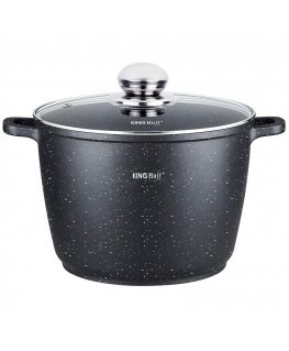 King Hoff LARGE GRANITE POT 10L + COVER GAS INDUCTION