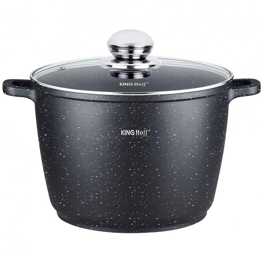 King Hoff LARGE GRANITE POT 10L + COVER GAS INDUCTION