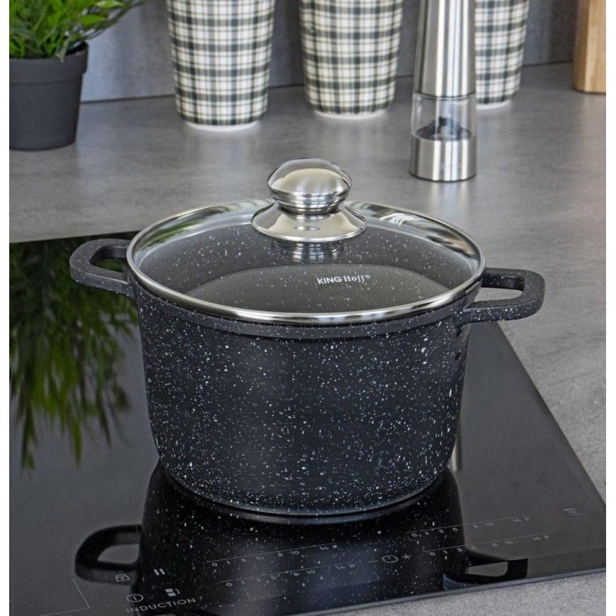 King Hoff LARGE GRANITE POT 10L + COVER GAS INDUCTION – 4