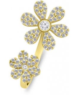 Brilio Silver Charming gold-plated open ring with zircons RI075Y