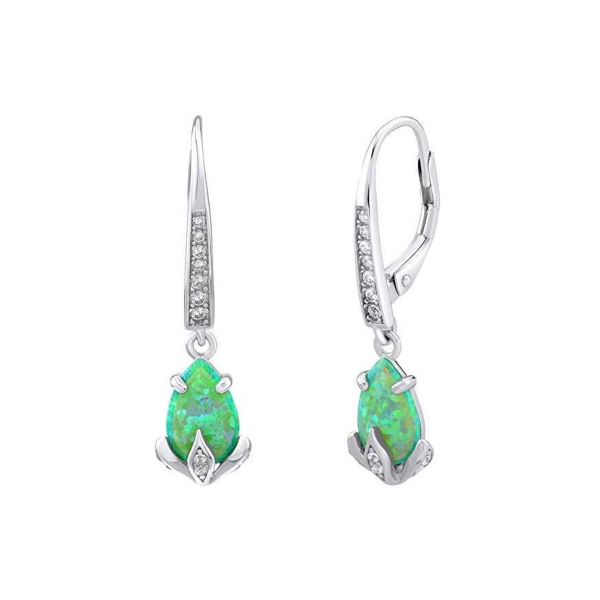 Silvego Silver earrings with green synthetic opal JJJE1267G