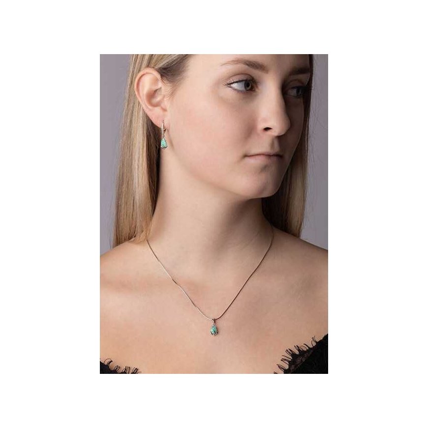 Silvego Silver earrings with green synthetic opal JJJE1267G – 5