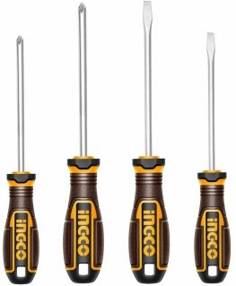 Ingco HKSDS0428 Screwdriver flat+cross set 4pcs