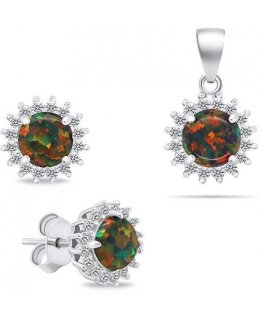 Brilio Silver Brilio Silver Beautiful opal jewelry set SET231WBC (earrings, pendant)