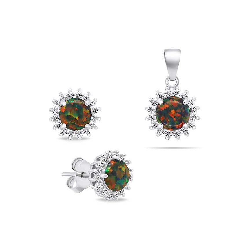 Brilio Silver Brilio Silver Beautiful opal jewelry set SET231WBC (earrings, pendant)