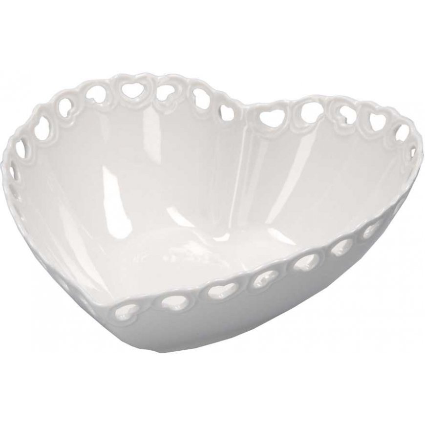 LA PORCELLANA BIANCA VALENTINO Dekoruotas širdies dubuo, 20 cm