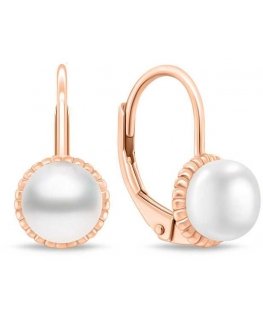 Brilio Silver Rose gold earrings with freshwater pearls EA1140R