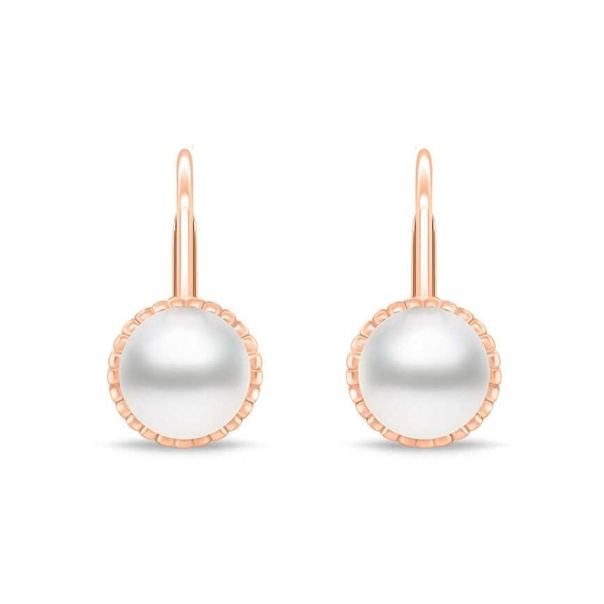 Brilio Silver Rose gold earrings with freshwater pearls EA1140R – 2