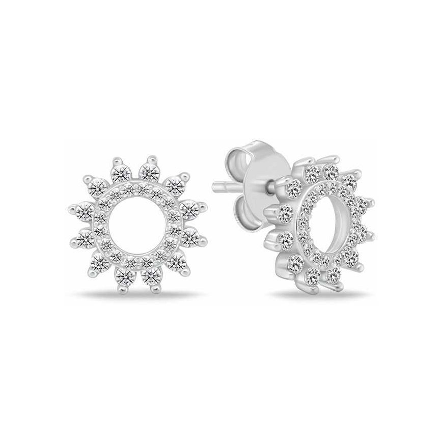 Brilio Silver Silver sun earrings with zircons EA1059W