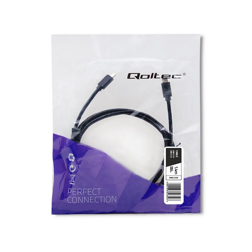 Qoltec 52350 USB cable USB 3.2 Gen 1 (3.1 Gen 1) 1.4 m USB C Black – 3