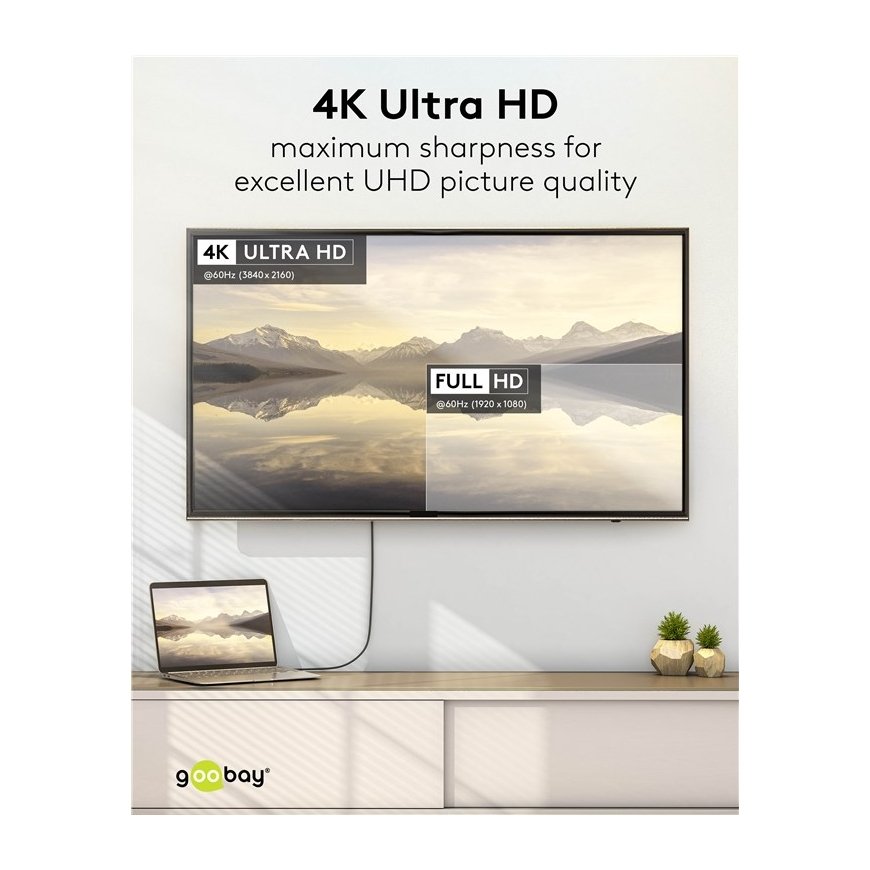Goobay USB-C to DisplayPort Cable 4K at 60 Hz, 1 m | – 3