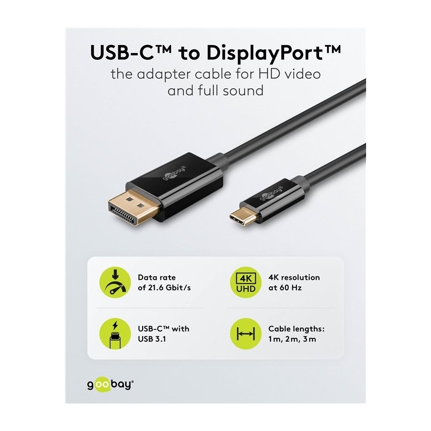 Goobay USB-C to DisplayPort Cable 4K at 60 Hz, 1 m | – 4